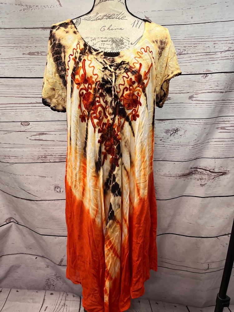 NWT Beach By Exist Pullover Orange Brown Tan Cover Up‎ Dress Free Size